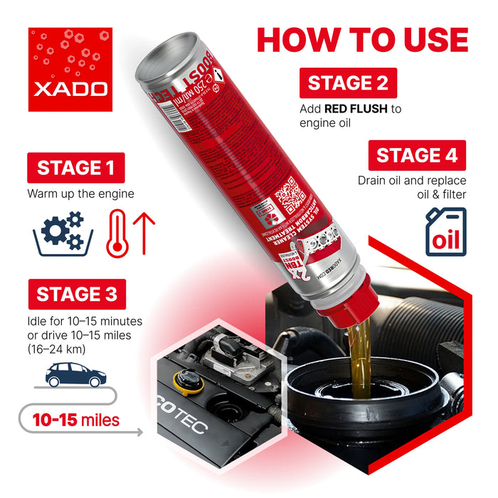 XADO RED FLUSH - Nettoyant et décarbonisant circuit d'huile